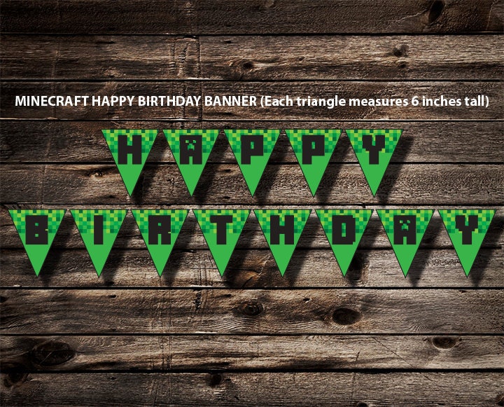 minecraft happy birthday banner printable digital by