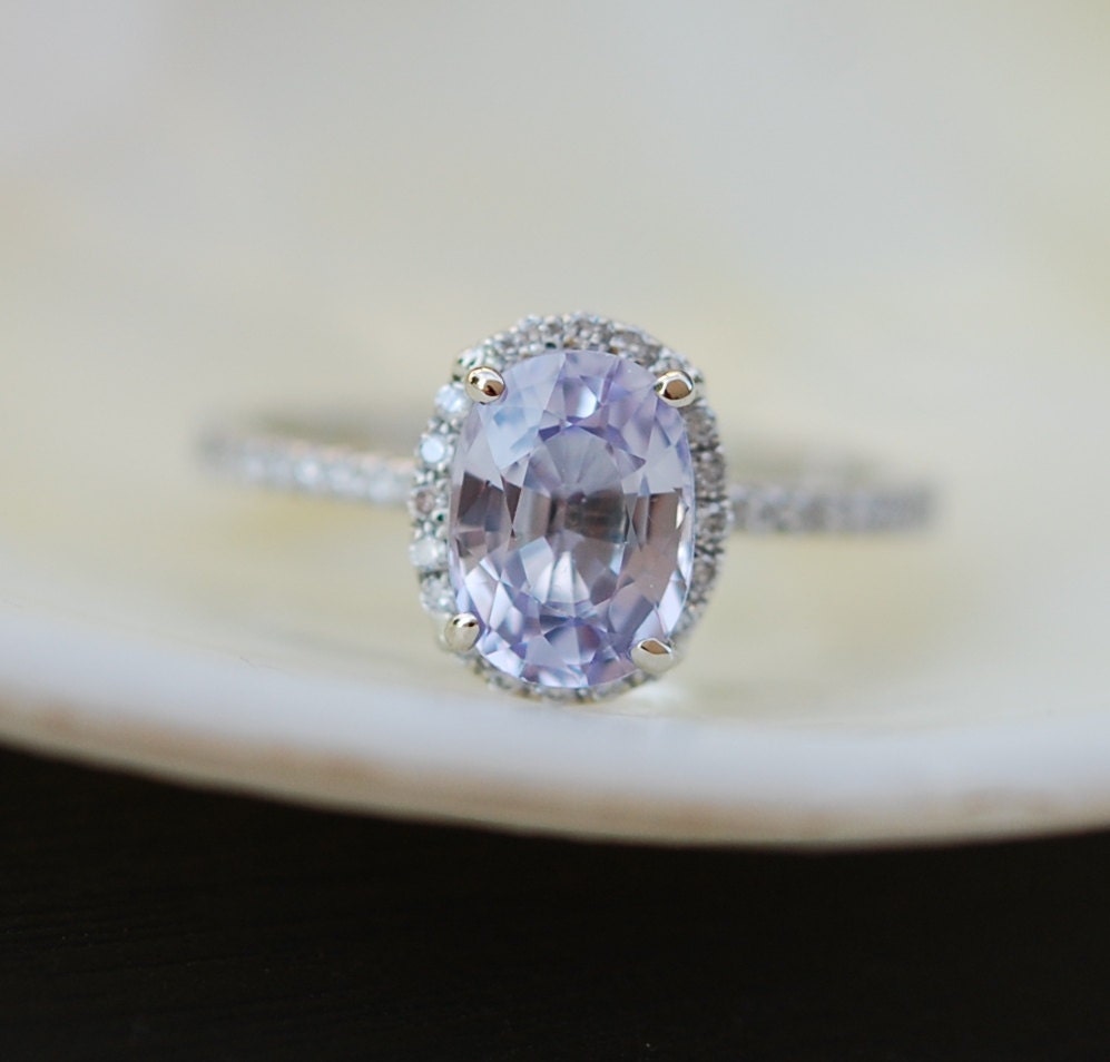 Oval Blue Sapphire Engagement Ring. White Gold Engagement Ring 1.77t ...