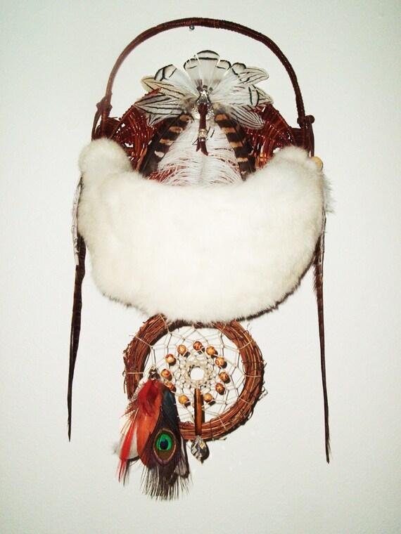 Items similar to Native American Burden Basket, Rabbit Fur, Dream