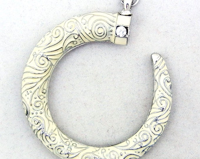 Large Silver-tone Dimensional Round Claw or Horn Pendant in Choice of 3 Colors