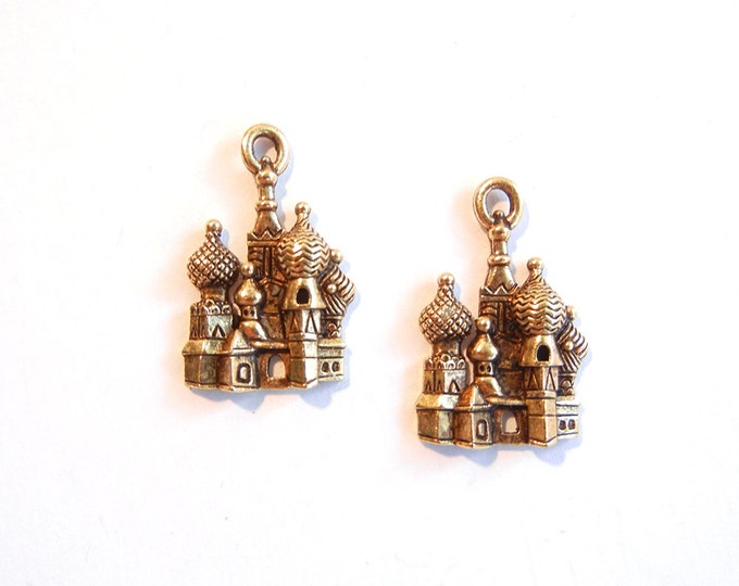 Pair of Gold-tone Pewter St. Peters Cathedral in Moscow Charms Travel