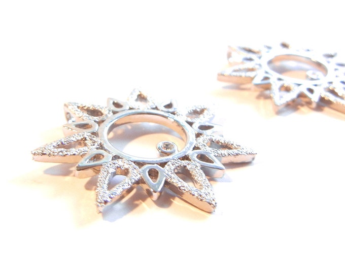 Pair of Silver-tone Outline Sun Charms