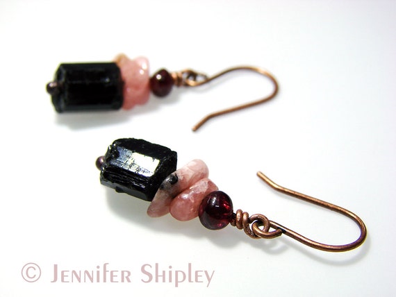 Tshala handmade dangle earrings-Black