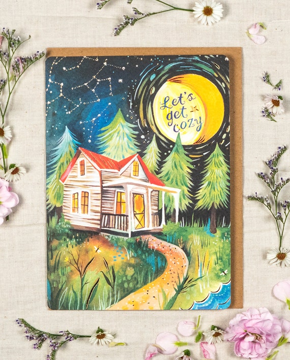 Cozy Cabin Greeting Card Happy Birthday