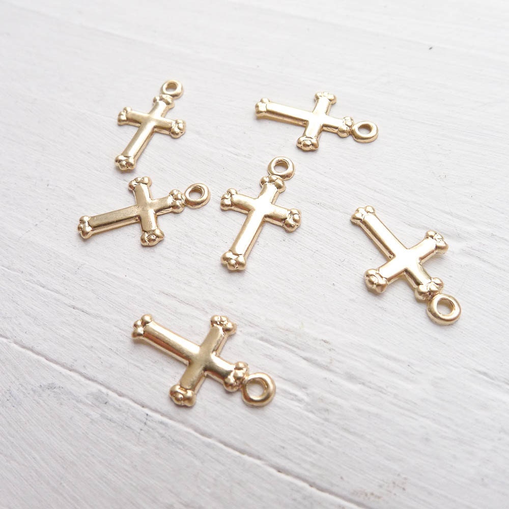Tiny Gold Cross Charms Fancy Small Gold Filled Crosses
