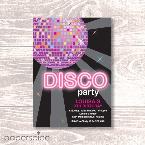 Disco or Dance Party Invitation - DIY Printable Personalized (Digital File) Il_570xn