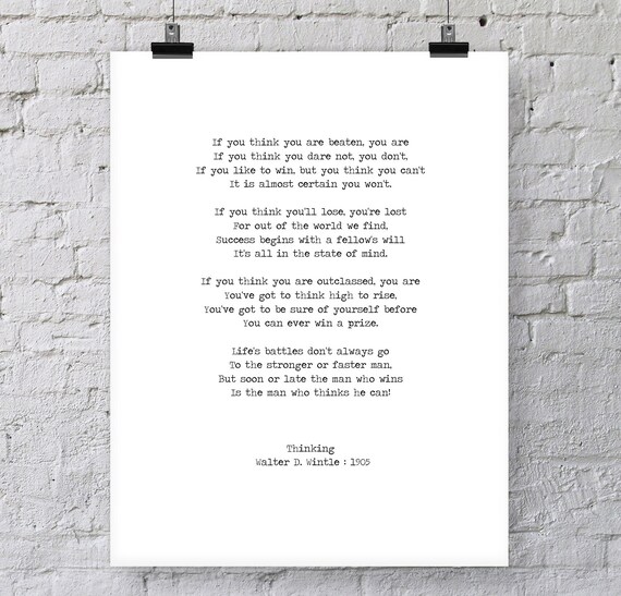 Walter D. Wintle Printable Download Poem 'Thinking'