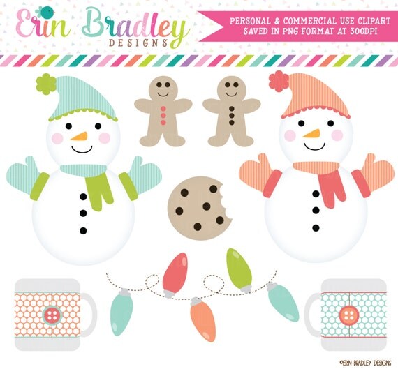 Holiday Christmas Clipart Clip Art Personal & Commercial Use Snow Day Fun, Snowman Clipart Graphics Il_570xn