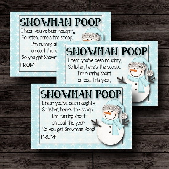 Snowman Poop Christmas Gift Tags 8 Printable Tags Labels