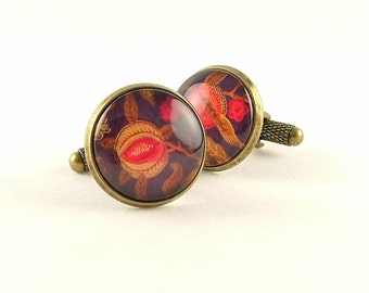 Fruit Pomegranate Cuff Links - Rustic - Gardening Gift - Mens Accessory - William Morris Gift - Cufflinks For Him - Gift For Husband Brother