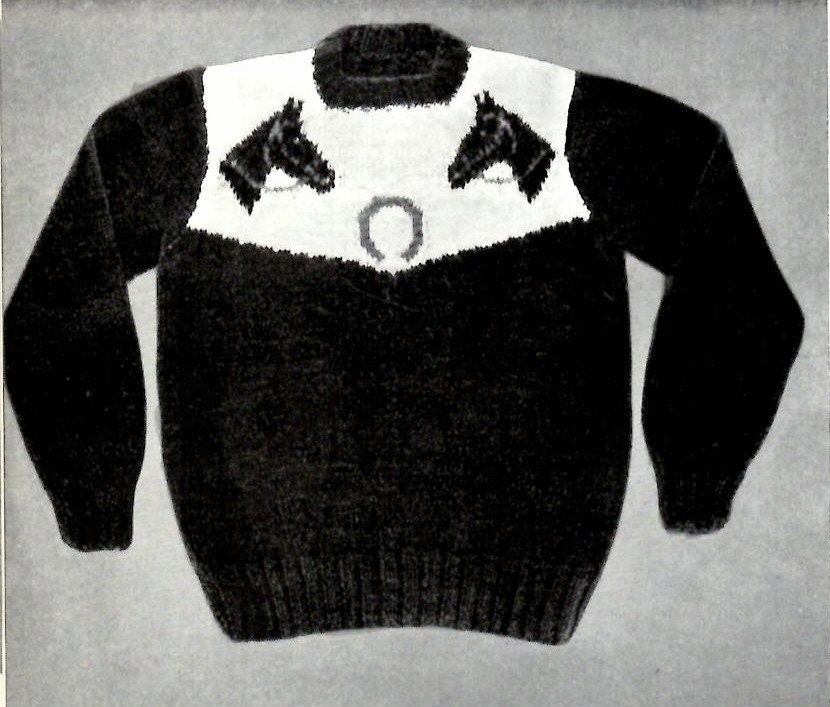 Lucky Ponies Sweater Knitting PATTERN Western Horse Cowboy