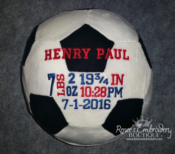 Personalized Plush Sports Pillow Baby Birth by ReneesEmbroidery