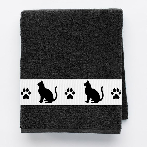 Kitty Cat Heavy Cotton Bath Towel Kitties and paws Can be