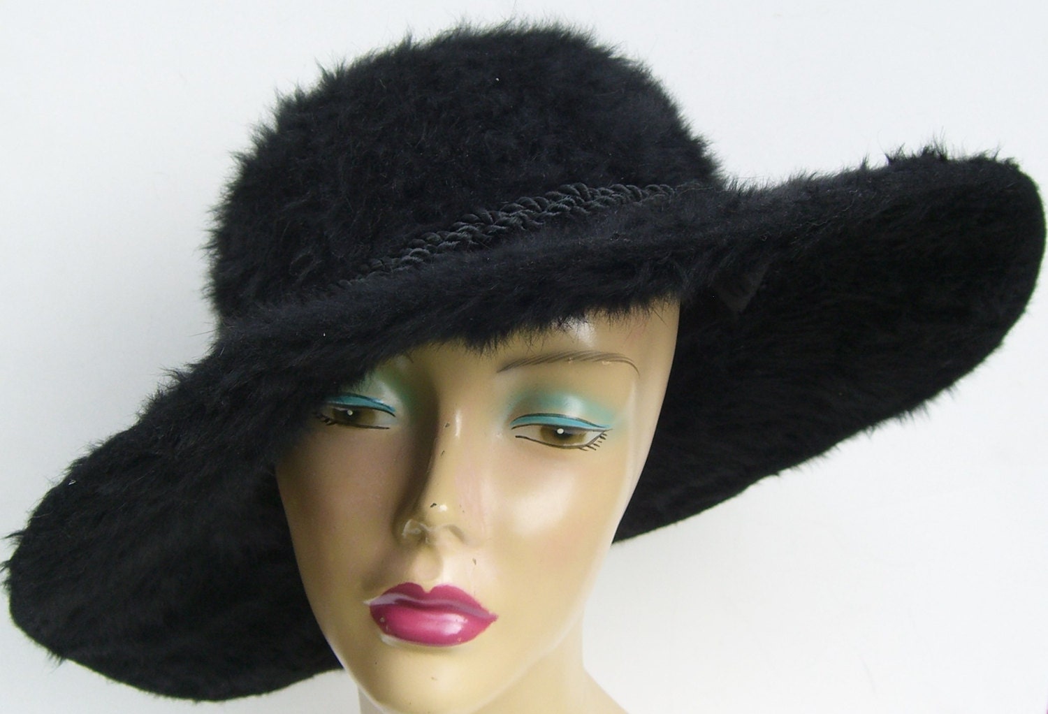 Antique Vintage Edwardian Wide Brim Beaver Fur Women’s Winter Hat