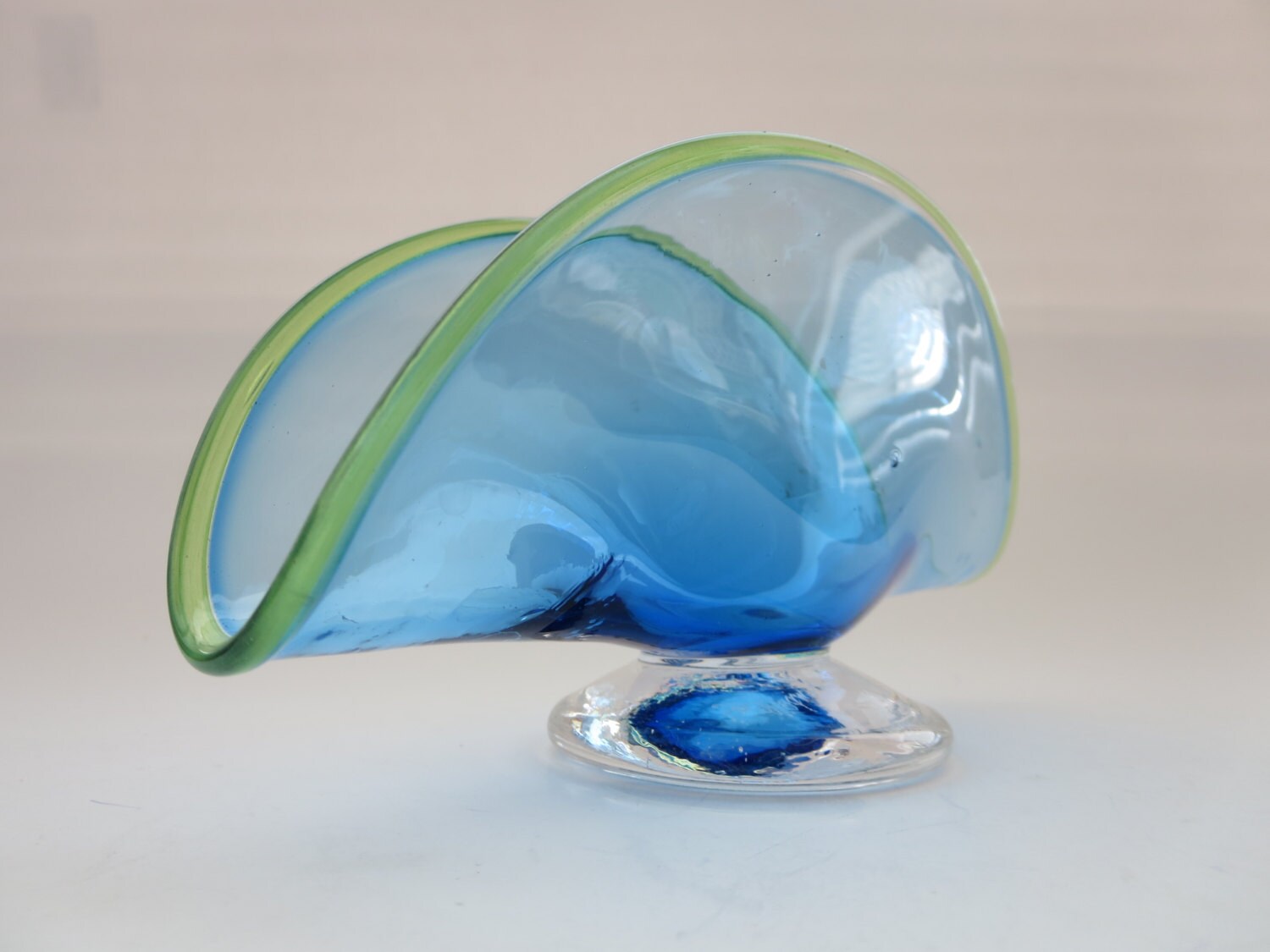 Vintage Glass Napkin Holder Blue gradient fan shaped