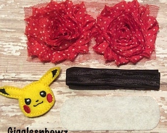 DIY Headband Kit- Pokemon Headband Kit- Makes 1 headband, Do it Yourself- Feltie Pikachu Headband- Baby Headband Kit- DIY Supplies
