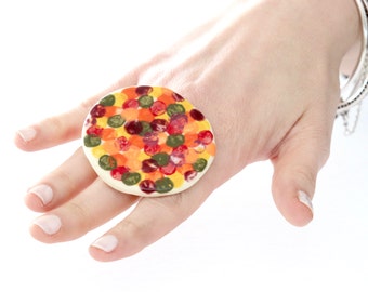Big Ceramic Ring - big ring bold ring, oversize ring, handmade ring by StudioLeanne, ceramic jewelry, statement jewelry