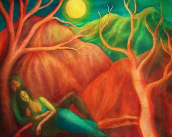 Lovers and Pink Mountains, Giclee print.