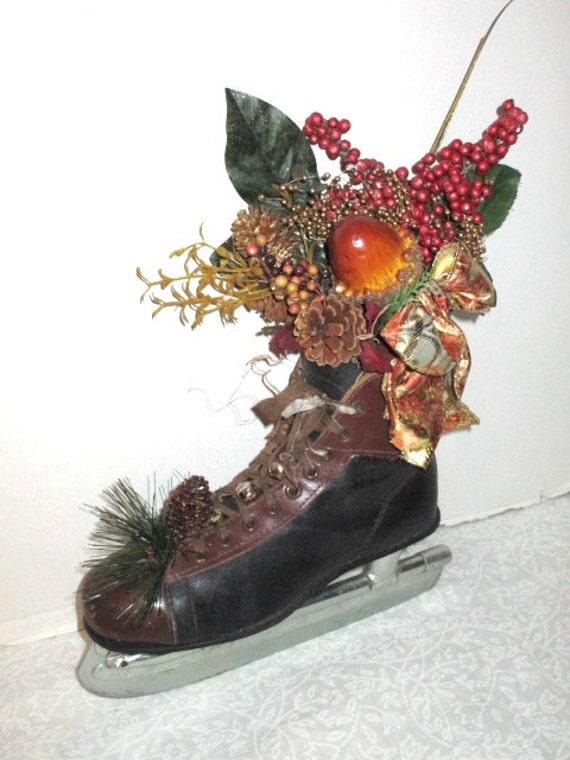 Items similar to Vintage Ice Hockey Skate Embellished, Olympic Bronze