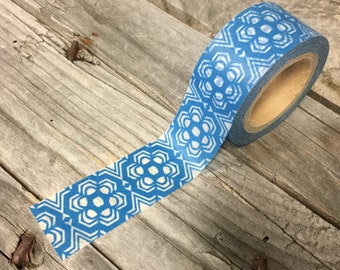 Washi Tape - 20mm - Blue and White Geometric Pattern - Deco Paper Tape No. 330
