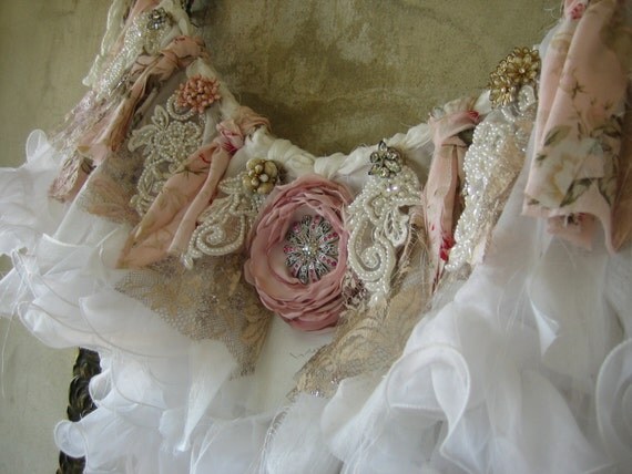 fabric garland banner shabby chic cottage valance by jasadabeads fabric garland banner shabby chic cottage valance by jasadabeads