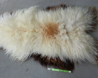 Icelandic Sheepskin - Badger and Cream - SUPER Long Wooled Sheep Hide - Lot No. 74639ML