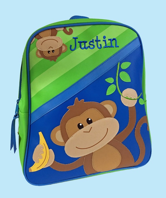 Personalized Stephen Joseph GoGo Backpack BOY MONKEY Themed Backpack-Monogramming Included