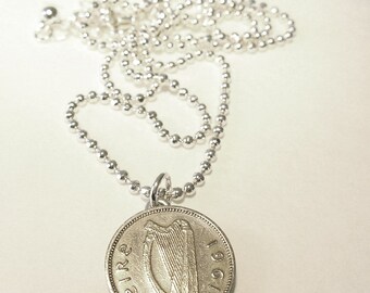 IRISH COIN Necklace Ireland coin celtic bird knot Pendant