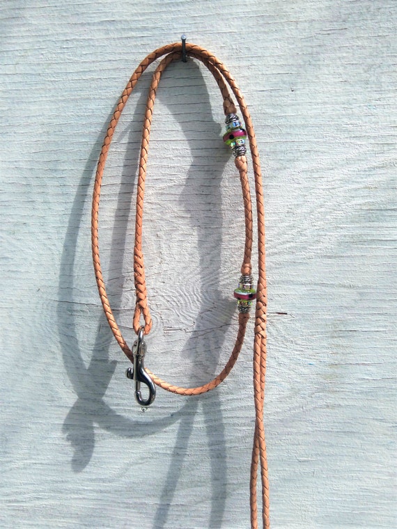 Braided Kangaroo Leather Dog Show Lead Natural 36