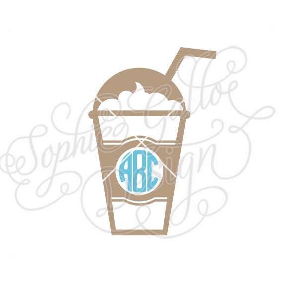 Download Ice Mocha To Go Coffee Monogram SVG DXF PNG digital download