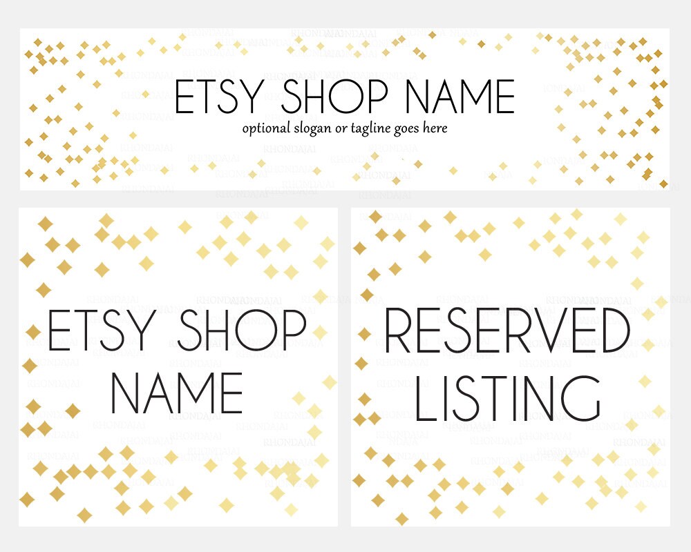 Etsy Shop Set Shop Banner Set Etsy Cover Photo Gold