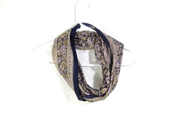 Silk Scarf Sari Silk Infinity Scarf Womens Scarf Floral Scarf Fall Scarf Summer Scarf Lightweight Scarf Upcycled Scarf Fashion Blue Lavender