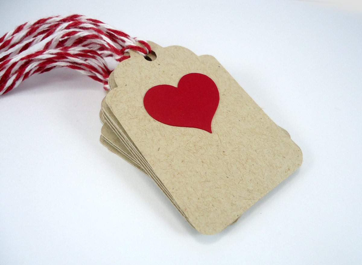 Red Heart Gift Tags Valentine's Day Tags Heart Wedding