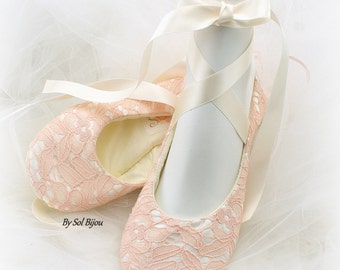 Lace Ballet Flats, Blush, Ivory, Pink, Ballet Flats, Wedding Flats, Bridal Flats, Wedding Reception, Ballet Slippers, Flower Girl, Elegant