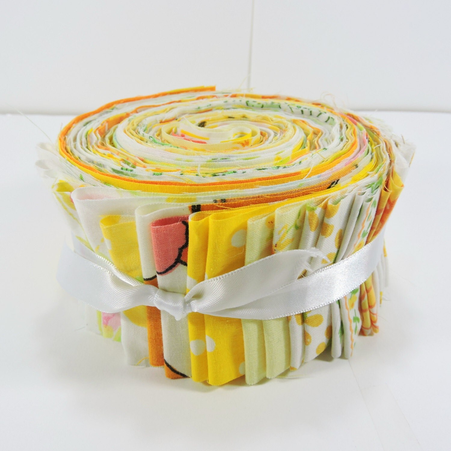 Yellow Jelly Roll from Vintage Sheets / Jelly Roll Race Quilt