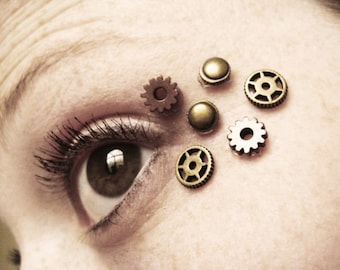 Eye Decals Womens Steampunk Clothing - Steampunk Accessories - Steampunk Mask - Clock Part Stempunk Gears 6pcs 36A