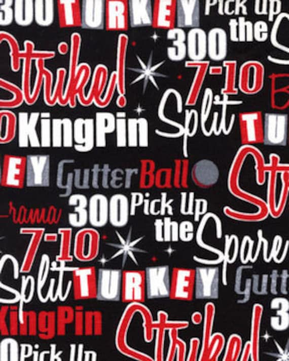 Bowling Terminology Fabric It's a Strike Kanvas