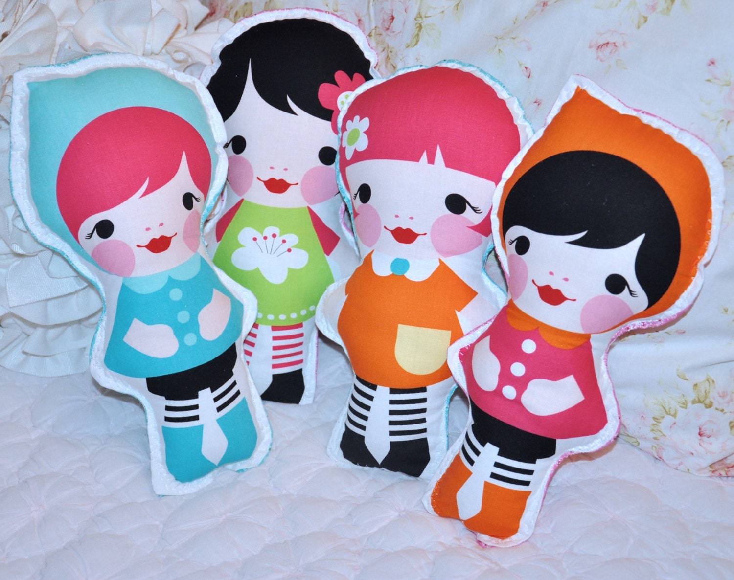 HUGE SALE Pillow Dolls 12 inches Bright and Colorful