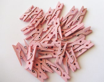 25 Mini Wood Clothespins Light Pink Mini Clothespin Mini Clothes Pins Wooden Mini Clothespins Small Pink Pegs