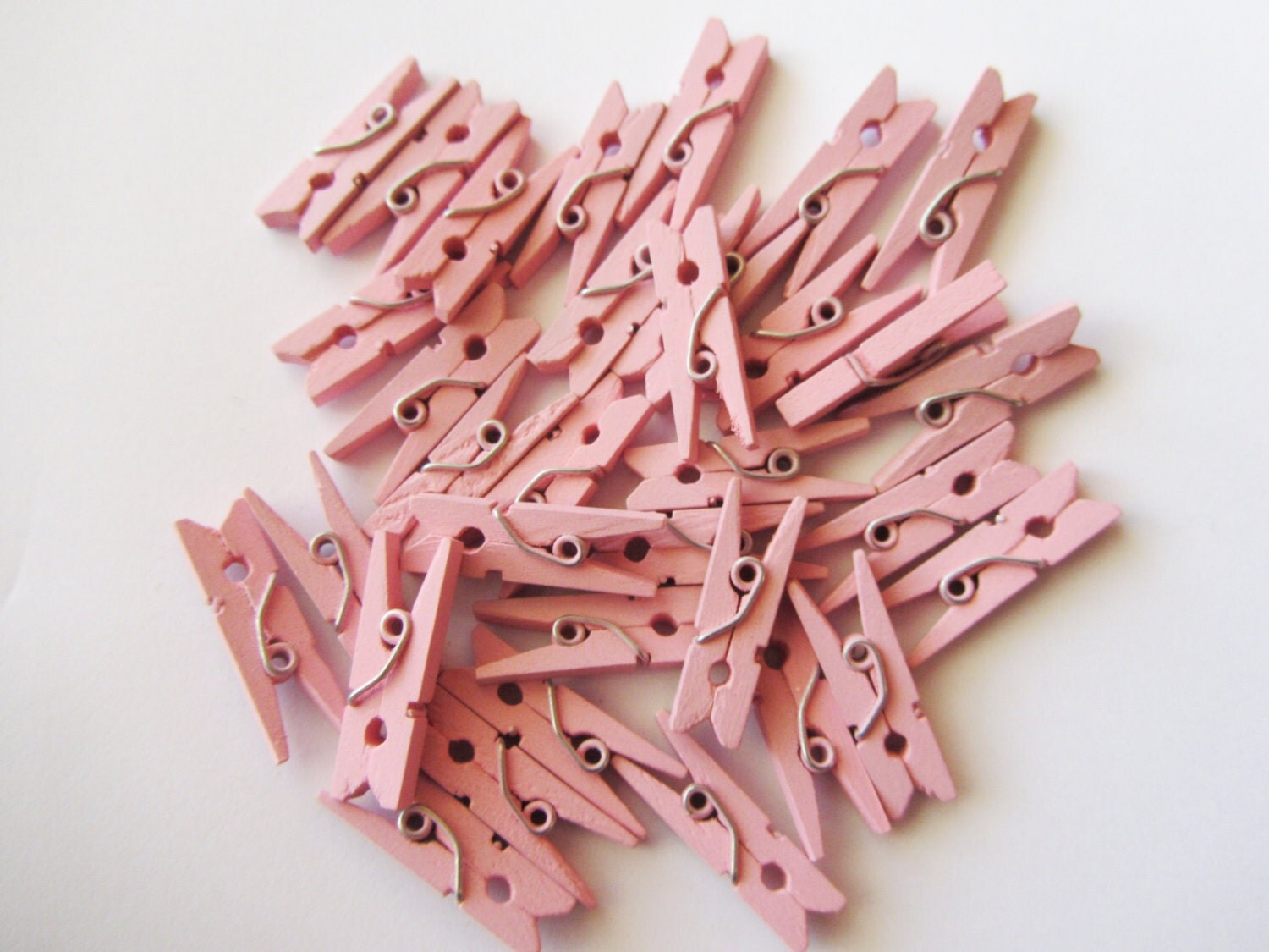 25 Mini Wood Clothespins Light Pink Mini Clothespin Mini Clothes Pins