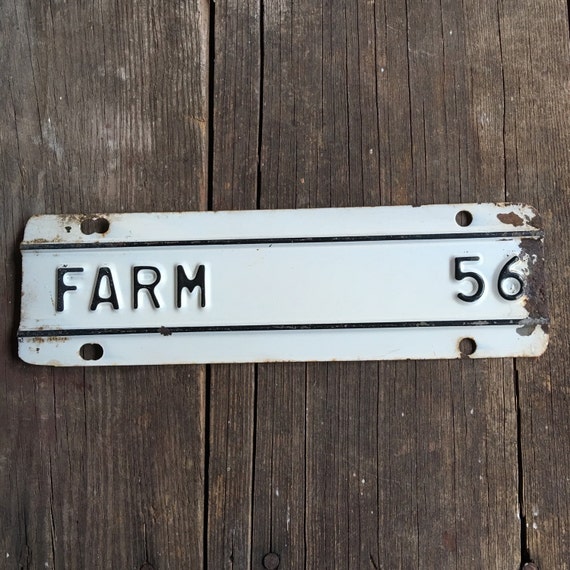 RESERVED Vintage Metal Sign Farm Tag Black & White