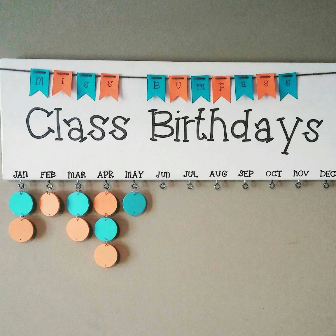 Class Birthdays Sign Personalized Teacher Gift Classroom