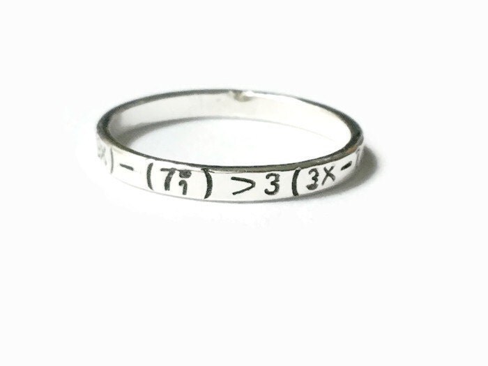Equation I 3 U Ring Heart Love You Algebra Equation Formula Math Geek Nerd Gift Sterling Silver