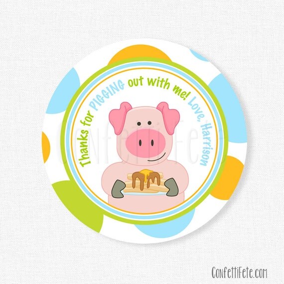 Pig Favor Tags, Pancake Party Tags, Pig Party Tags, Thank You Tags, Pig Birthday Tag, Boy Birthday Favors, Personalized Il_570xn
