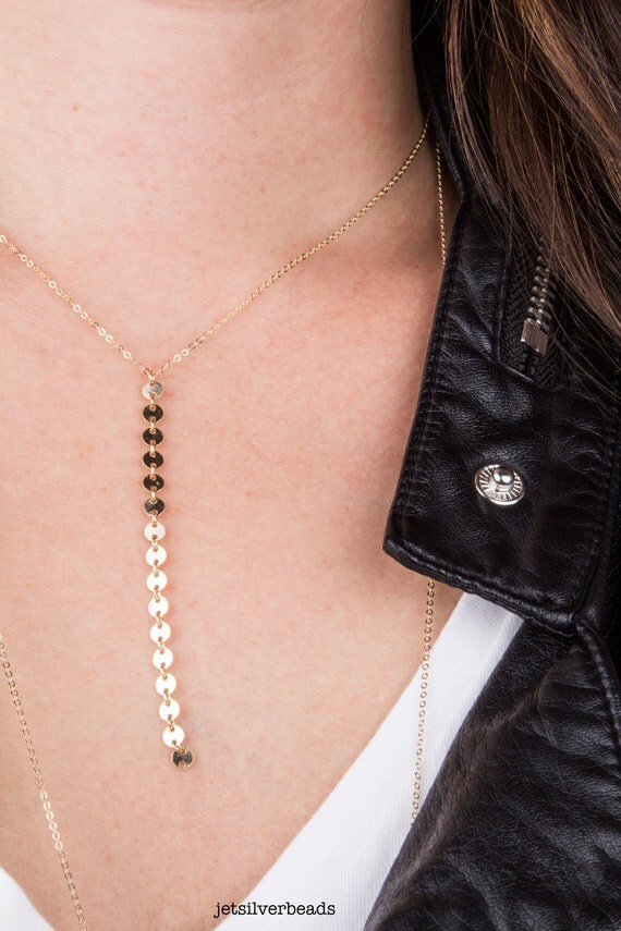 Choker Dainty Necklace Y Lariat Choker Necklace by JetSilverBeads