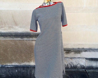 Vintage Red White Blue Nautical Shift Dress small medium