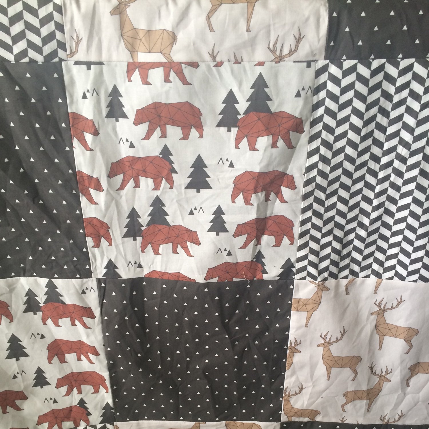 Custom Crib Bedding Deer Plaid Arrow in Red and Black