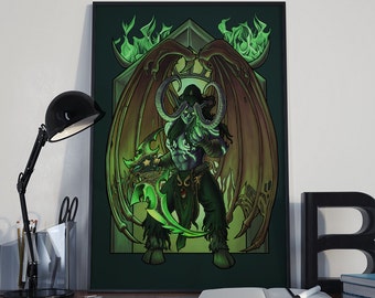 No Sacrifice Too Great - Print - Illidan Stormrage World of Warcraft Art Nouveau