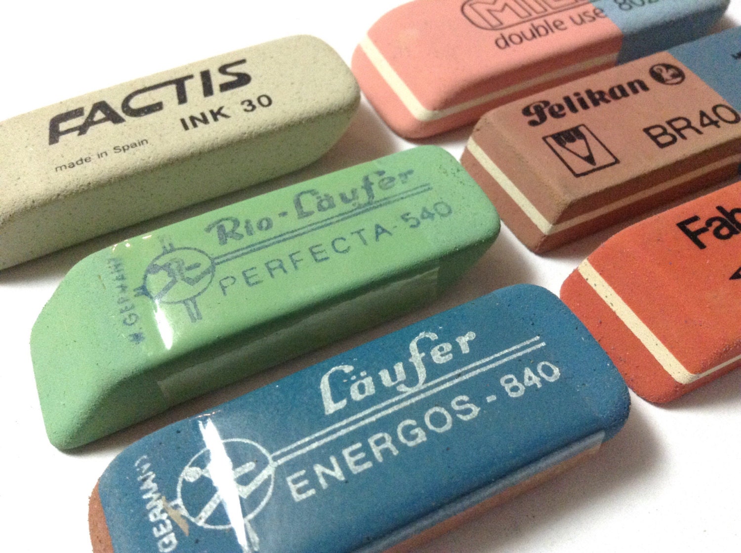 6 Vintage ERASERS Antique school ERASER set Rubber collection