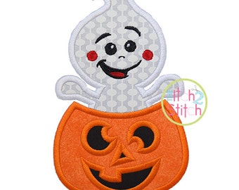 Ghost Popping Pumpkin Applique Design For Machine Embroidery, INSTANT DOWNLOAD now available